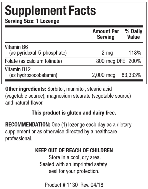 Biotics Research B12-2000 With Folate 60 Lozenges - www.myworldwo.com