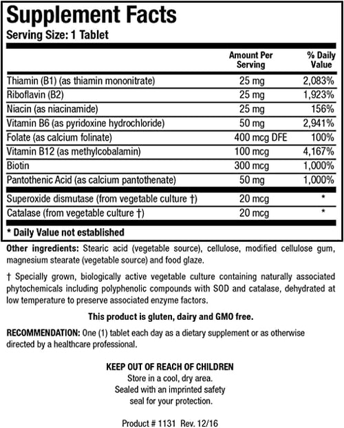 Biotics Research Bio-B Complex 90 Tablets