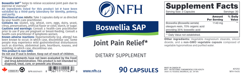 NFH-Nutritional Fundamentals for Health Boswellia SAP 90 caps - www.myworldwo.com