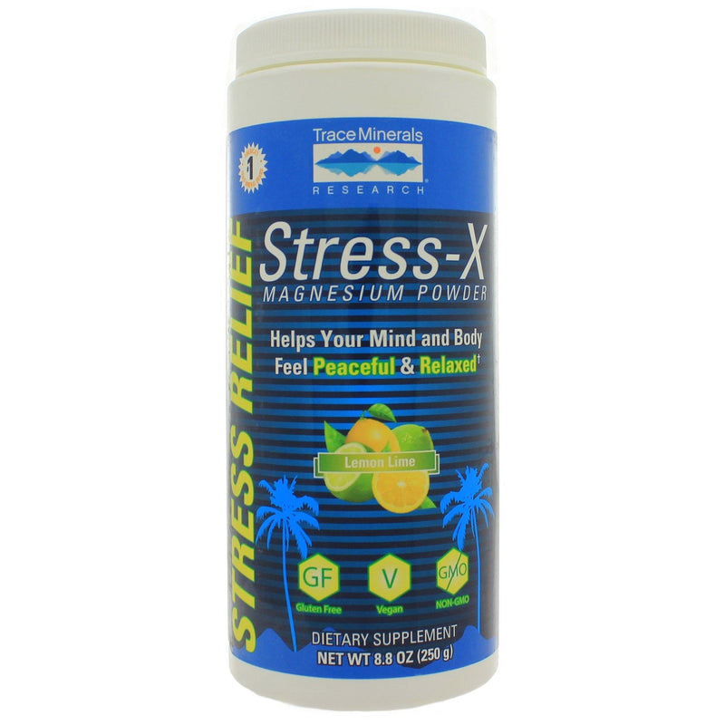 Trace Minerals Research Stress X Magnesium Powder Lemon Lime  8.8 Oz Trace Minerals - www.myworldwo.com