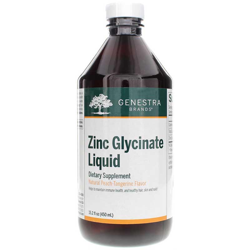 Genestra Zinc Glycinate Liquid Peach-Tangerine Flavor 15.2 Oz